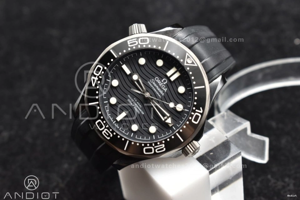 Seamaster Dial VSF 300M Rubber A8806 Black Best PVD Edition on Black Strap Diver 0314